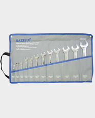 Gazelle G80300 12-Piece Open-Ended Spanner Set | Chrome Vanadium Steel Material | Heat Treated | High Tensile Strength and Structural Rigidity | Polished Finish