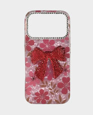 Fancy Red Bow Cherry Blossom Back Case for Apple iPhone 17 Pro Max - Pink