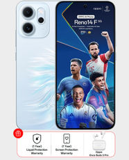 Oppo Reno14 F 5G 12GB 512GB (Oppo Enco Buds 3 Pro + Liquid Protection Warranty + Screen Protection Warranty) - Opal Blue