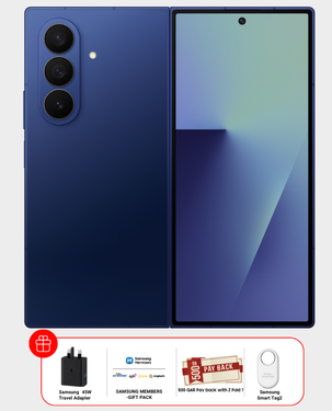 Samsung Galaxy Z Fold 7 12GB 512GB (Samsung 45W Travel Adapter + Samsung Galaxy Smart Tag 2) – Blue Shadow