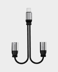 NYORK Prime Type-C Multi-Functional Adapter | 0.12m Length | Braided + Aluminum Alloy Material | Support Call, Listening & Charging Function | CR769 - Black