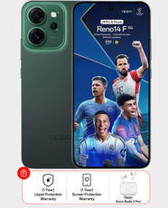 Oppo Reno14 F 5G 12GB 256GB (Oppo Enco Buds 3 Pro + Liquid Protection Warranty + Screen Protection Warranty) - Luminous Green