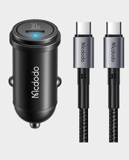 Mcdodo USB-C PD Fast Car Charger with USB-C to USB-C Cable | 30W Power | PPS Fast Charging | 1.2m Cable Length | Aluminum Alloy | IT-052115 - Black