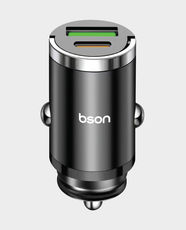 bson 53W Super-Fast Car Charger | USB-A & USB-C Ports | QC 3.0 Fast Charging | 30W PD Output | Smart Safety Protection | Supports Smartphones, Tablets and Other Devices | CLR091 - Black