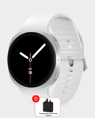 Samsung Galaxy Watch 8 (LTE, 40mm) | 1.34 Inch Super AMOLED Display | 40mm | 325mAh | 5ATM + IP68 Water Resistant | SML325FZSAXSG (Samsung  25W Power Adapter) - Silver