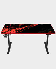 GamerTek GT-Elevate X Gaming Desk | 140x60mm | Headset & Cup Holder Gaming Desk - Red & Black