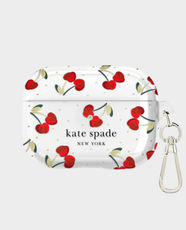 Kate Spade Newyork Case for Airpods Pro 1 & 2 | Luxe Metallic Ring Clip | Wireless Charging Compatible - Cherry Dot
