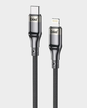Exact USB-C to Lighting 20W, 2m Cable Nylon Cable - Black in Qatar