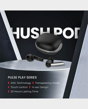 Exact Hushpod Noise Cancelling Earphone | Bluetooth 5.3 | 6.5H Play Time | Touch Sensor | EX1071 - Black