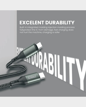 Exact USB-C to USB-C Cable | 60W | 1m | Fast Charging and Data Transfer | EX1105 - Black