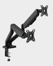 GamerTek Pivot Core Dual Monitor Arm | Aluminum Alloy with Matte Black Finish | 2 Screens | Up to 32 inch Monitors | Up to 9Kg Each - Black