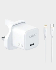 Exact PD 20W GaN Adapter with Cable EX1212- White in Qatar