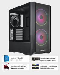 Pre-build Gaming PC With Intel Core i5-14600KF | Sapphire Nitro+ AMD Radeon RX 9070 16GB | Teamgroup T-Force Delta RGB DDR5 RAM 32GB | Kingston NV3 NVMe M.2 2TB SSD | Xigmatek Hydra M 750W Power Supply | Windows 11