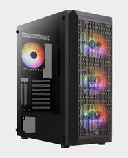 AeroCool Beam- Mid Tower ATX Gaming PC Case | Up To ATX Support | 4x120mm RGB Fans Pre-Installed | Full Tempered Glass Side Panel | Liquid Cooling | BEAM-G-BK-V2 - Black