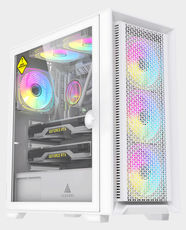 Acegeek Tempest A370 Mid Tower Gaming PC Case | Supports Up to ATX | Tempered Glass Side Panel | 4 × ARGB Fans Pre-Installed | 360mm Radiator Support | 360mm GPU Clearance | AG-TEMPEST-A370-WH - White