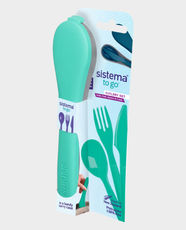 Sistema Cutlery Set To Go | Portable Reusable | Dishwasher Safe | Freezer Safe | BPA Free Plastic | SM1918 - Minty Teal