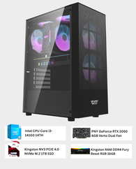Pre-build Gaming PC (Intel Core i3-14100 | PNY RTX 3050 6GB | Kingston DDR4 RGB 16GB | Kingston M.2 1TB SSD | PSU 650W | Windows 11) in Qatar