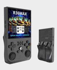 R36MAX Retro Handheld Gaming Console | 64GB Games | 4-Inch Screen - Black in Qatar
