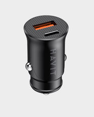HAVIT Dual Car Charger PD | Fast Charging | 20W QC 3.0 | USB-A x1, USB-C x1 | CC2022 - Black