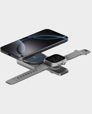 Energea MagDuo 2-in-1 Foldable Qi2 Magnetic Fast Wireless Charger | 17.5W | For iPhone & Apple Watch | Built-in Kick Stand | 16mm Ultra-Slim – Blue