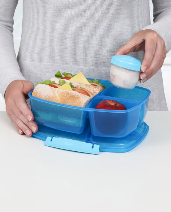 Buy Sistema Triple Split 2L Lunch Box with Yogurt Pot SM40920 - Blue in ...