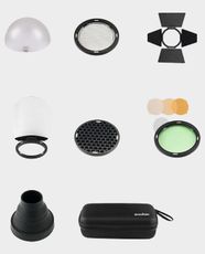 Godox AK-R1 Accessory Kit for Round Flash Head | Use On AD200 and H200R Compatible | Dome Diffuser/ Honeycomb/ Snoot/ Bounce Card and Color Filters | Magnetic Accessory Port