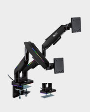 Epic Gamers Elite Dual Gas Spring RGB Monitor Arm | Steel, Aluminum & Plastic | 2 Screens | Up to 35 inch Monitors | Up to 20Kg Each - Black