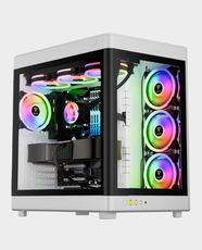 GAMDIAS Neso P1W Full Tower E-ATX Gaming PC Case | Up To 140mm Fan Support | Up To 420mm Radiator Support | Trapezoid Shape | Dual-Chamber | Swing-Open Tempered Glass | Vertical GPU Mount | 426mm VGA Clearance - White