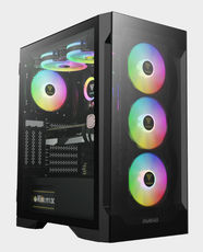GAMDIAS Talos E2 Elite Mid Tower ATX Gaming PC Case | Up to ATX | 4x 120mm ARGB Fans | Up to 360mm Radiator Support | Swing-Door Tempered Glass | Power Cover | 340mm PSU Clearance - Black