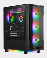 GAMDIAS Athena M6 Mid Tower ATX Gaming Case | 4x 120mm ARGB Fans | Seamless Tempered Glass | Mesh Front Panel | Triple-Sided Underglow | 340mm VGA Clearance - Black