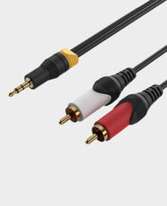 JSJ TRS 3.5mm Stereo to 2 RCA Cable | 3M | Bare Copper Conductors | High-Fidelity Sound | Durable PVC Jacket - Black