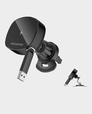 Moxedo 2 in 1 Wireless Charger & Car Mount Phone Holder | 15W Fast Charging | Aluminum Alloy | 360° Rotation Design | MX-CM066 - Black