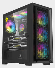 Acegeek Tempest A370 Mid Tower Gaming PC Case | Supports Up to ATX | Tempered Glass Side Panel | 4 × ARGB Fans Pre-Installed | 360mm Radiator Support | 360mm GPU Clearance | AG-TEMPEST-A370-BK - Black