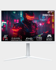 GAMEON 27-Inch Artic Pro Series Gaming Monitor | Fast IPS Flat | FHD | 1920 x 1080 | 380Hz | 2×HDMI 2.1 + 2×DisplayPort 1.4 + Audio Out + DC 12V Power Input | ELED Backlight | 0.5ms Response Time | GOAP27FHD380IPS - White