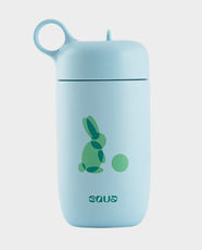EQUA Rabbit Kids Stainless Steel Bottle | 400 ml | BPA-free Materials | Flippable Hard Straw | Lightweight and Easy to Carry | 100% Leak Proof - Light Blue