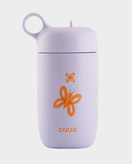 EQUA Butterfly Kids Stainless Steel Bottle | 400 ml | BPA-free Materials | Flippable Hard Straw | Lightweight and Easy to Carry | 100% Leak Proof - Purple