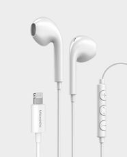 Moxedo Wired Stereo Lightning Earphone | Built-in Microphone & Remote | 1.2 m Cable Length | 14.2 mm Driver Diameter | Wide Compatibility | Ergonomic Comfort-fit | Crystal Clear Calls | Dynamic Stereo Sound - White