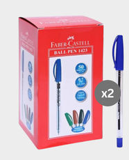 Faber-Castell 1423 Ballpoint Pen Blue 0.7mm | Pack of 100 (Box of 50 × 2)