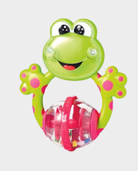 Chicco Frog Fun Plastic Teething Rattle Toy for 3+ Months | Soft BPA-Free Plastic | Easy Grip | Auditory & Visual Stimulation - Green