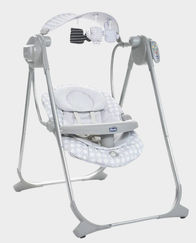 Chicco Swing Relax and Play | For Newborns 0 Months+ up to 9 kg | Compact & Foldable | Toy Bar & Music | Washable Seat Pad | Adjustable Seat | Easy to Store & Clean - Cool Grey