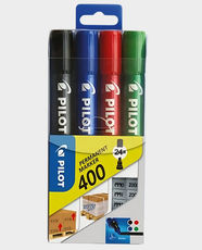 Pilot Permanent Markers | 4 Multicolor (Black, Blue, Red, Green) | Chisel Tip | Quick-Drying, Low-Odor, Xylene-Free Ink | Writes on Multiple Surfaces | SCA-400-S4
