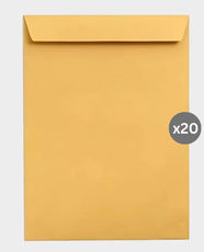 MAX/PANDA A3 Size Envelopes Brown | 100 GSM Kraft Paper | Peel And Seal | Strong And Durable - (20 Pcs)