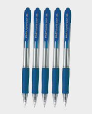Pilot Supergrip Retractable Medium Ballpoint Pen | Pack of 5 | BPGP-10R-M-L-S5 - Blue