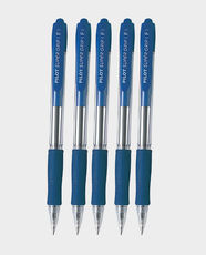 Pilot Super Grip Retractable Ballpoint Pen Fine Point | Quick-Dry Ink | Pack of 5 | BPGP-10R-F-L-S5 - Blue