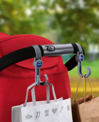 Chicco Universal Stroller Hooks | Double Set | 360° Swivel | Velcro Straps | 2kg Capacity per Hook - Grey