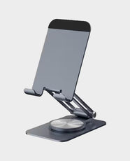 Moxedo Holdex Mobile Phone Stand | Desktop / Freestanding | 360° Rotating Base | Adjustable Height & Angle | Weighted Metal Base | Compatible With All Phones & Heavy Cases - Silver