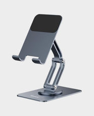 Moxedo Axira Mobile Phone Stand for Desktop | 360° Rotating Base | Adjustable Height & Angle | Weighted Metal Base | Compatible With All Phones & Heavy Cases – Silver