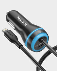 Moxedo 60W Car Charger | Power Delivery 3.0 | USB-C PD 60W Port | Built-In Lightning Cable | Compatible with iPhone 16/15 Series, Galaxy S24, MacBook, and More - Black
