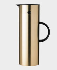 Stelton EM77 1 L Vacuum Jug | Glass‑Insert | Rocker Stopper | Screw Cap | ABS Plastic Body - Brushed Brass