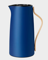 Stelton Emma Vacuum Coffee Jug | 1.2 L Capacity | Double-Walled Stainless Steel Insert | Beech Wood Handle | Easy-Click Lid | Scandinavian Design - Dark Blue